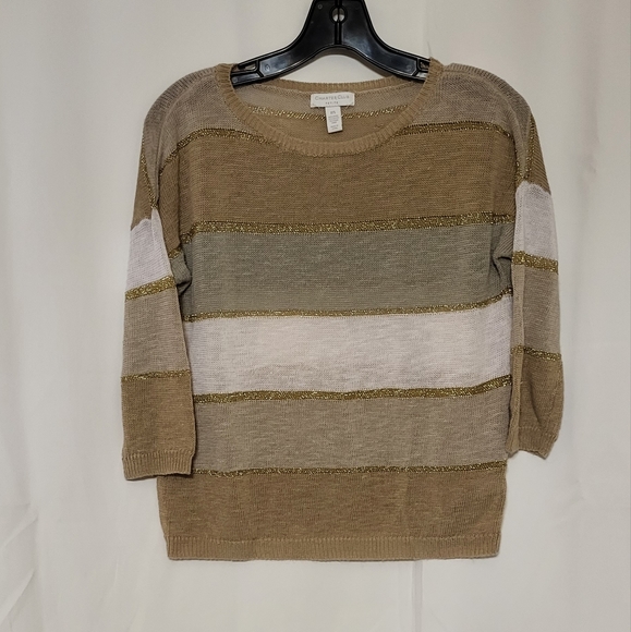 Charter Club Women's 3/4 Sleeve Multi-Colored Sweatshirt Size Small Petite - Picture 2 of 6